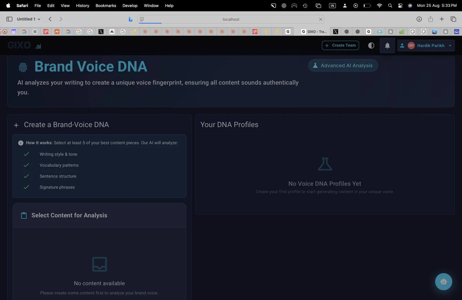 Brand Voice DNA interface